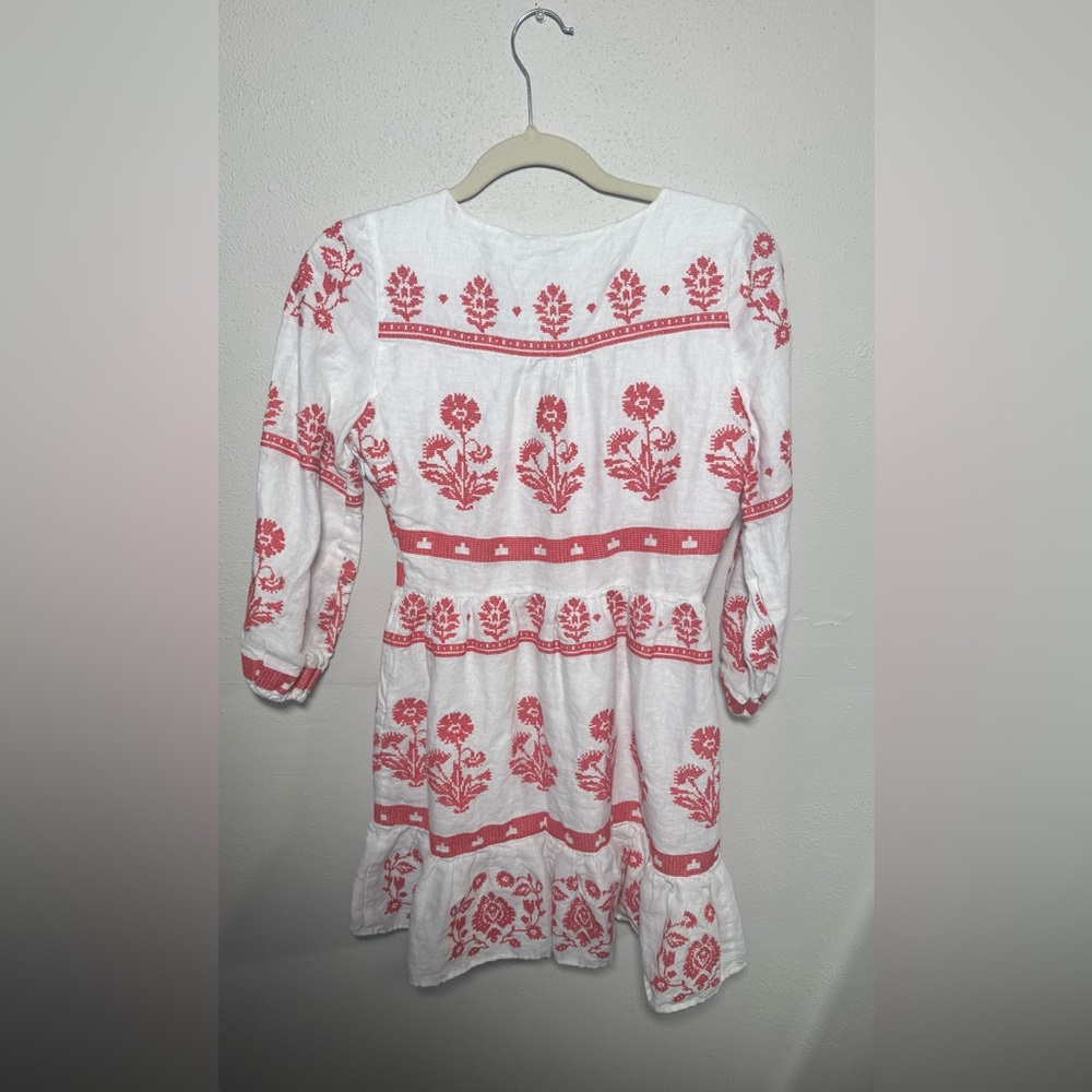 Milly Debbie Cross Stitch Embroidery Floral Linen Mini  Dress Size 0 - Picture 7 of 8